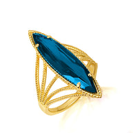 Gold Marquise Cut Gemstone Rope Band Ring (Available in Yellow /Rose/White Gold)
