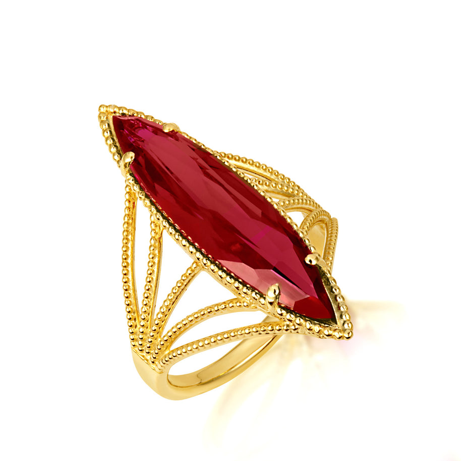 Gold Marquise Cut Gemstone Rope Band Ring (Available in Yellow /Rose/White Gold)