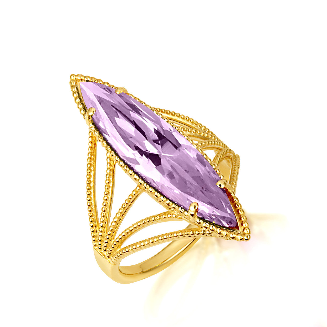 Gold Marquise Cut Gemstone Rope Band Ring (Available in Yellow /Rose/White Gold)