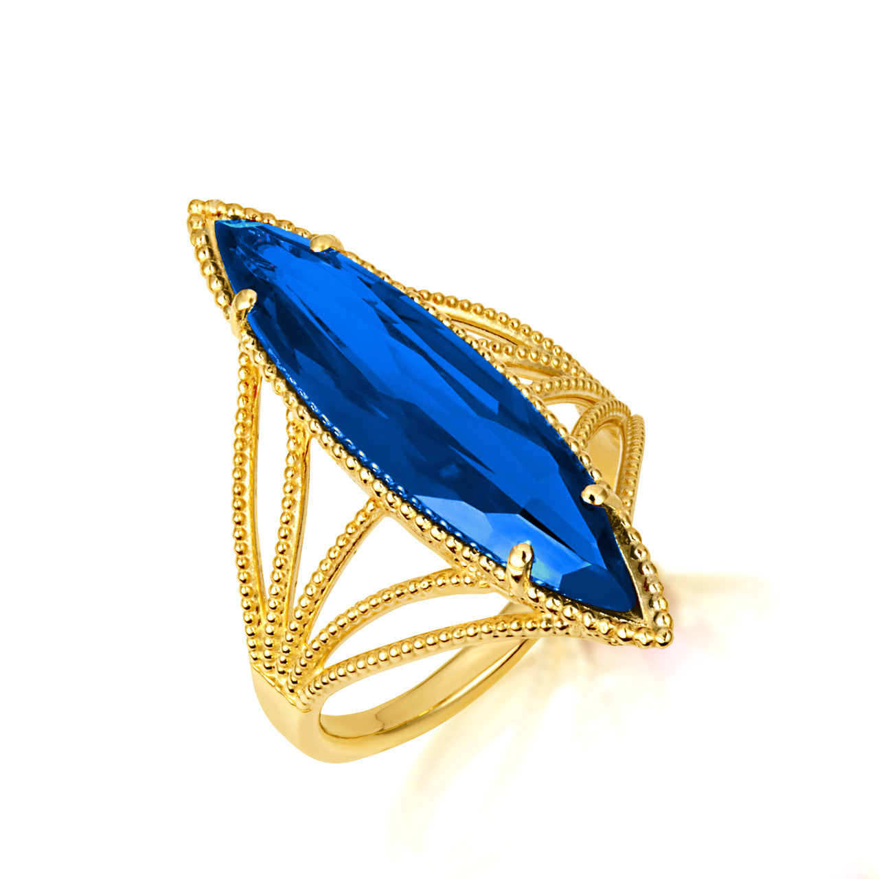 Gold Marquise Cut Gemstone Rope Band Ring (Available in Yellow /Rose/White Gold)