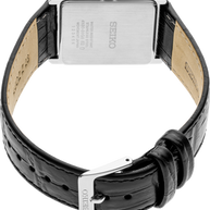SWR049 Seiko Essentials Quartz White Dial Black Leather Men's Watch