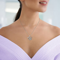 Silver Music Heart Treble Clef Pendant Necklace
