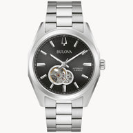 Bulova 96A270 Men's Surveyor Automatic Open Aperture Silver-Tone Watch