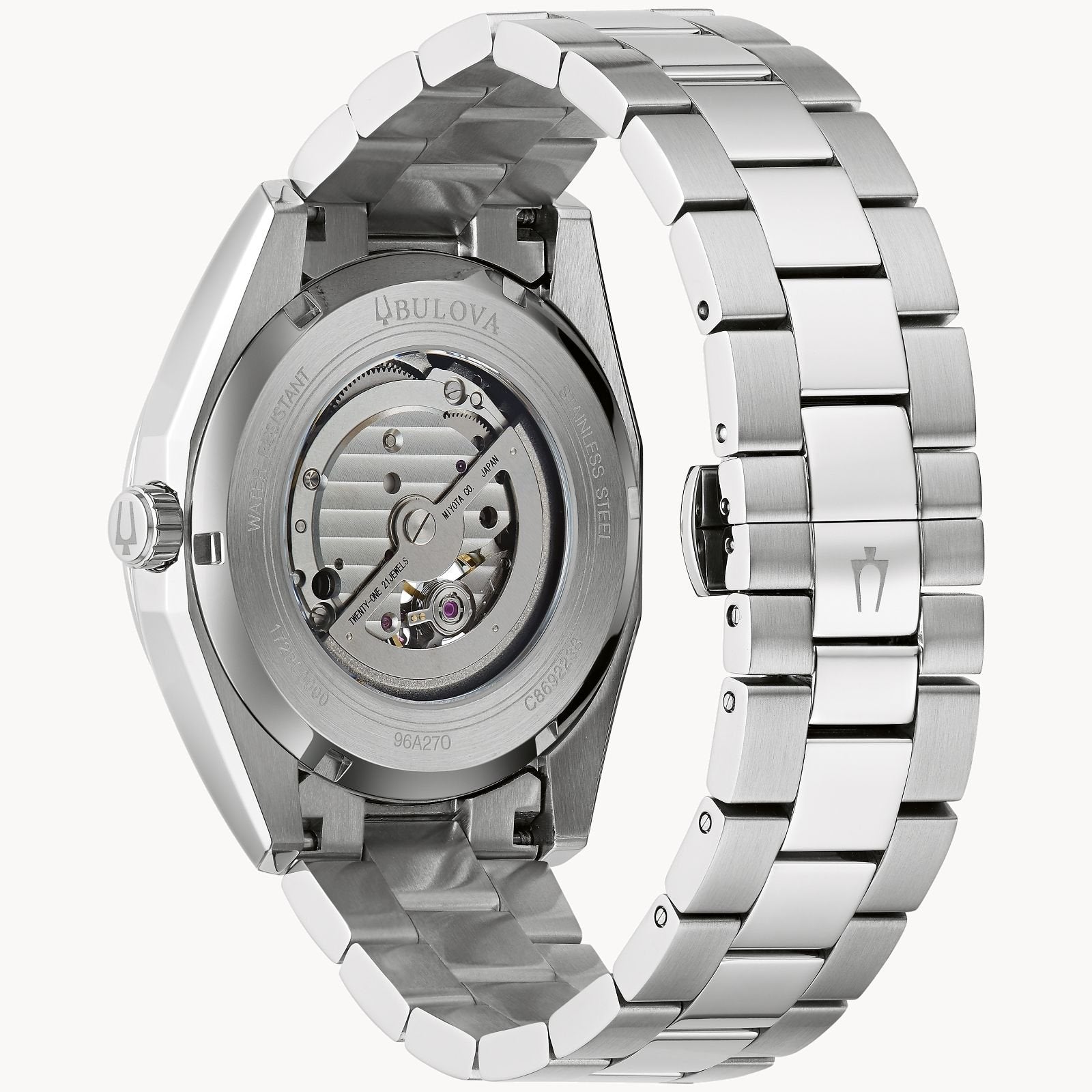 Bulova 96A270 Men's Surveyor Automatic Open Aperture Silver-Tone Watch