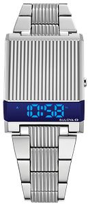 Bulova 96C139 Computron Silver-Tone Stainless Steel Digital LED Men's Watch