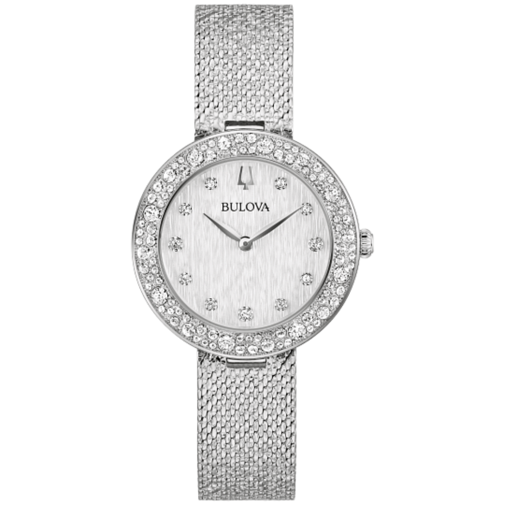 96L329 Bulova Crystal Silver Dial Stainless Steel Women's Watch