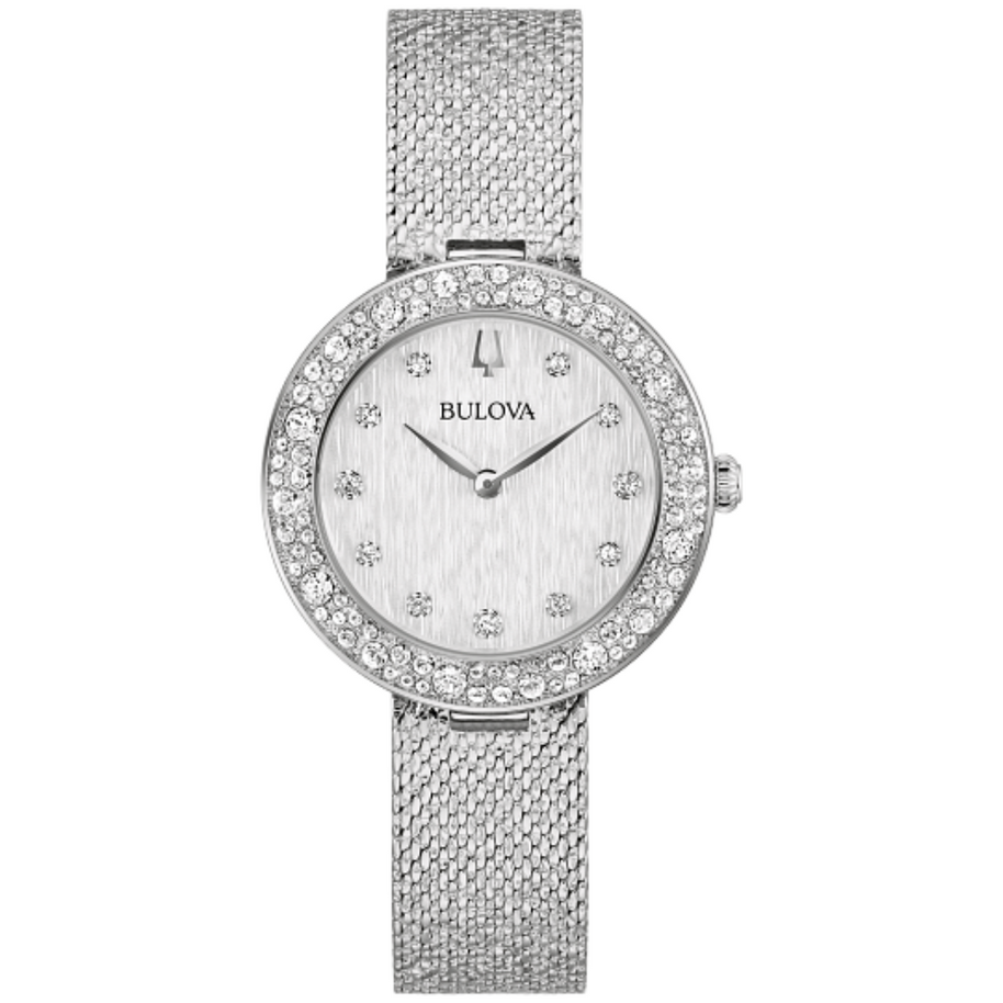 96L329 Bulova Crystal Silver Dial Stainless Steel Women's Watch