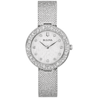 96L329 Bulova Crystal Silver Dial Stainless Steel Women's Watch