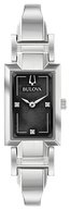 96P209 Bulova Rubaiyat Japanese Quartz Quartz Mother of Pearl Black Dial Stainless Steel Women's Watch