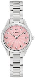 96P249 Bulova Classic Quartz Diamond Accent Silver Dial Stainless Steel Ladies Watch