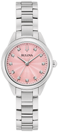 96P249 Bulova Classic Quartz Diamond Accent Silver Dial Stainless Steel Ladies Watch