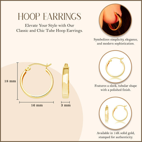 Yellow Gold Tube Hoop Earrings
