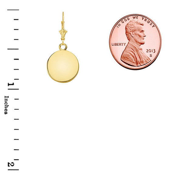 Solid Yellow Gold Simple Round Leverback Earrings(Available in Yellow/Rose/White Gold)