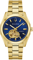 97A203 Bulova Classic Quartz Black Dial Rose Gold-Tone Men's Leather Watch