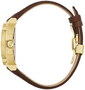 Bulova 97B216 ICON Precisionist Gold-Tone Black Dial Leather Strap Men's Watch