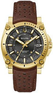 Bulova 97B216 ICON Precisionist Gold-Tone Black Dial Leather Strap Men's Watch