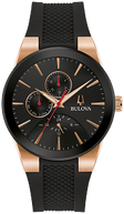 97C112 Bulova Classic Japanese Quartz Day-Date Black Dial Gold-Tone Stainless Steel Men's Watch