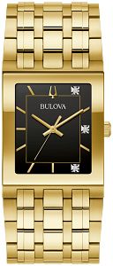Bulova 97D132 Marc Anthony Quadra Black Dial Gold-Tone Diamond Men's Watch