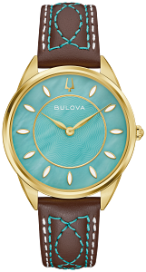 97L203 Bulova Classic Quartz Silver-White Dial Rose Gold-Tone Ladies Leather Watch