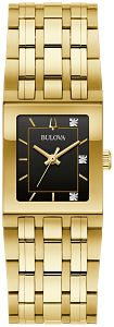 Bulova 97P167 Marc Anthony Quadra Black Dial Gold-Tone Diamond Women's Watch