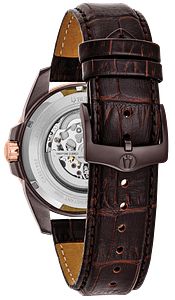 Bulova 98A165 Sutton Automatic Skeleton Brown Dial Rose Gold-Tone Men's Watch