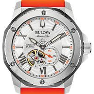 Bulova 98A226 Marine Star Automatic Open Heart Silver Dial Men's Watch