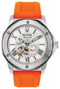 Bulova 98A226 Marine Star Automatic Open Heart Silver Dial Men's Watch