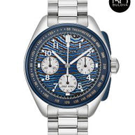 Bulova 98A329 Lunar Pilot Chronograph x Rosinhole Blue Dial Stainless Steel Limited Edition Men's Watch