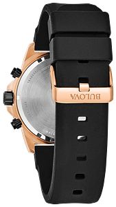 Bulova 98B104 Marine Star Chronograph Black Dial Rose Gold-Tone Men's Watch