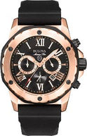 Bulova 98B104 Marine Star Chronograph Black Dial Rose Gold-Tone Men's Watch
