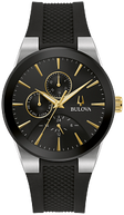 98C146 Bulova Classic Japanese Quartz Day-Date Black Dial Two-Tone Stainless Steel Men's Watch