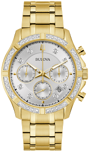 98E113 Bulova Futuro Quartz Diamond Accent Black Dial Rose Gold-Tone Men's Watch