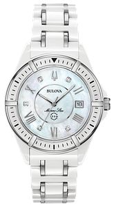 Bulova 98P172 Marine Star Diamond Mother-of-Pearl White Ceramic Women's Watch