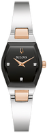 98P216 Bulova Classic Japanese Quartz Diamond Accent Black Dial Stainless Steel Women's Watch