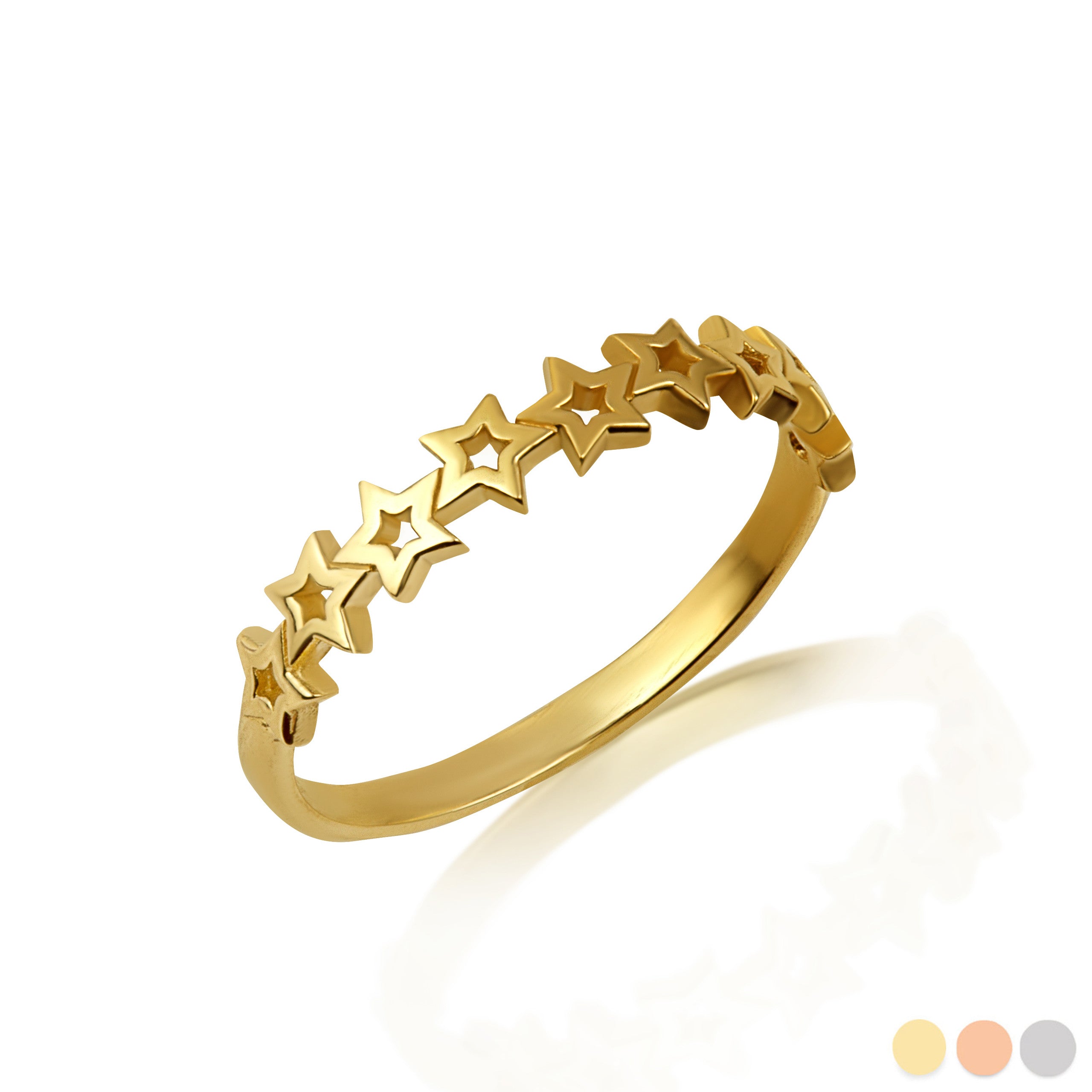 Gold Celestial Star Band Ring (Available in Yellow/Rose/White Gold)