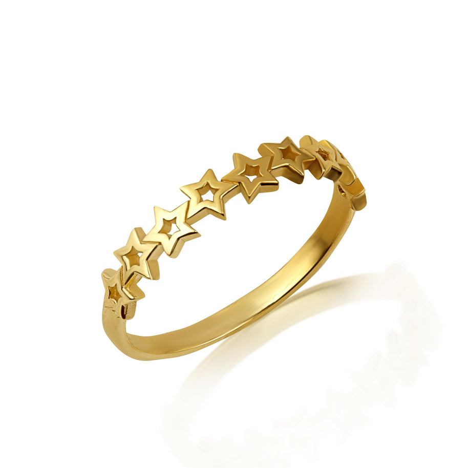 Gold Celestial Star Band Ring (Available in Yellow/Rose/White Gold)