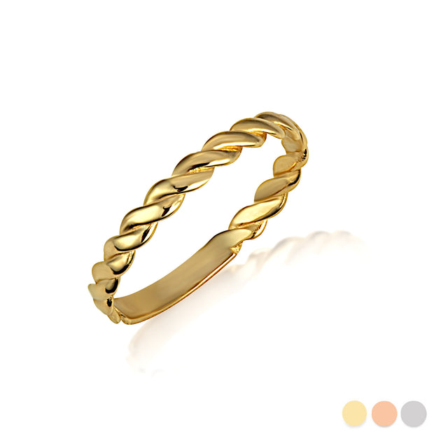 Gold Stackable Rope Band Ring (Available in Yellow/Rose/White Gold)
