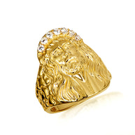 Gold Cubic Zirconia Jesus Christ Crown of Thorns Nugget Ring (Available in Small/Large & Yellow/Rose/White Gold)