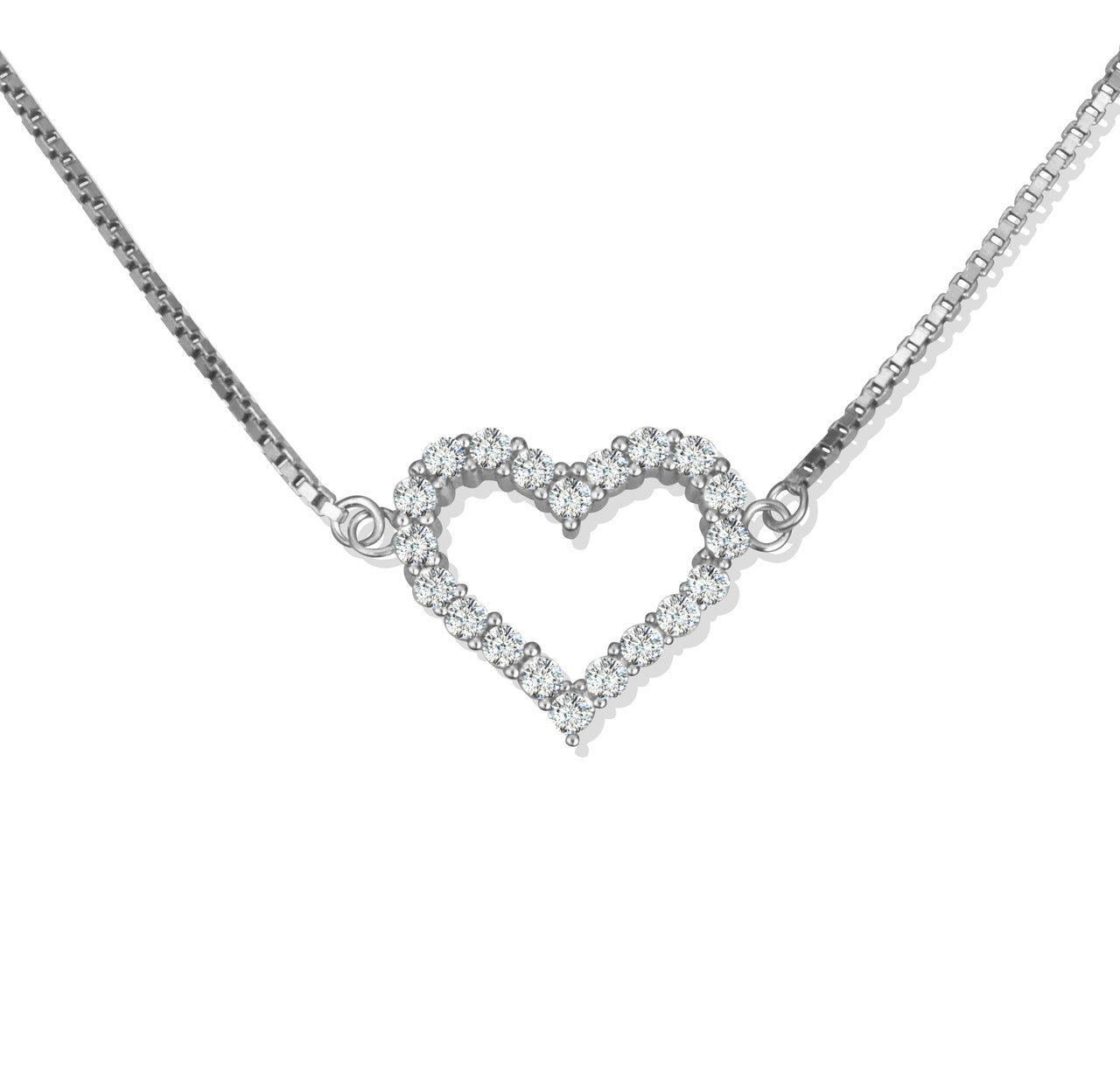 .925 Sterling Silver Adjustable Studded Heart Beaded Lariat Bracelet