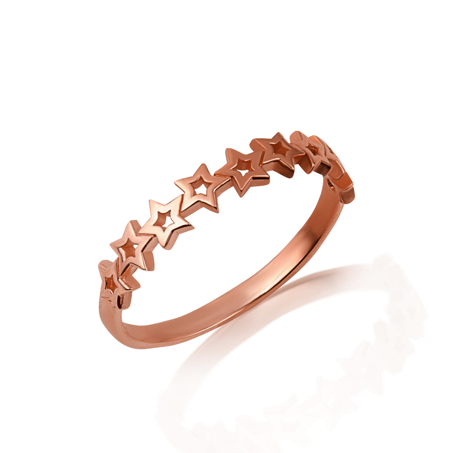 Gold Celestial Star Band Ring (Available in Yellow/Rose/White Gold)