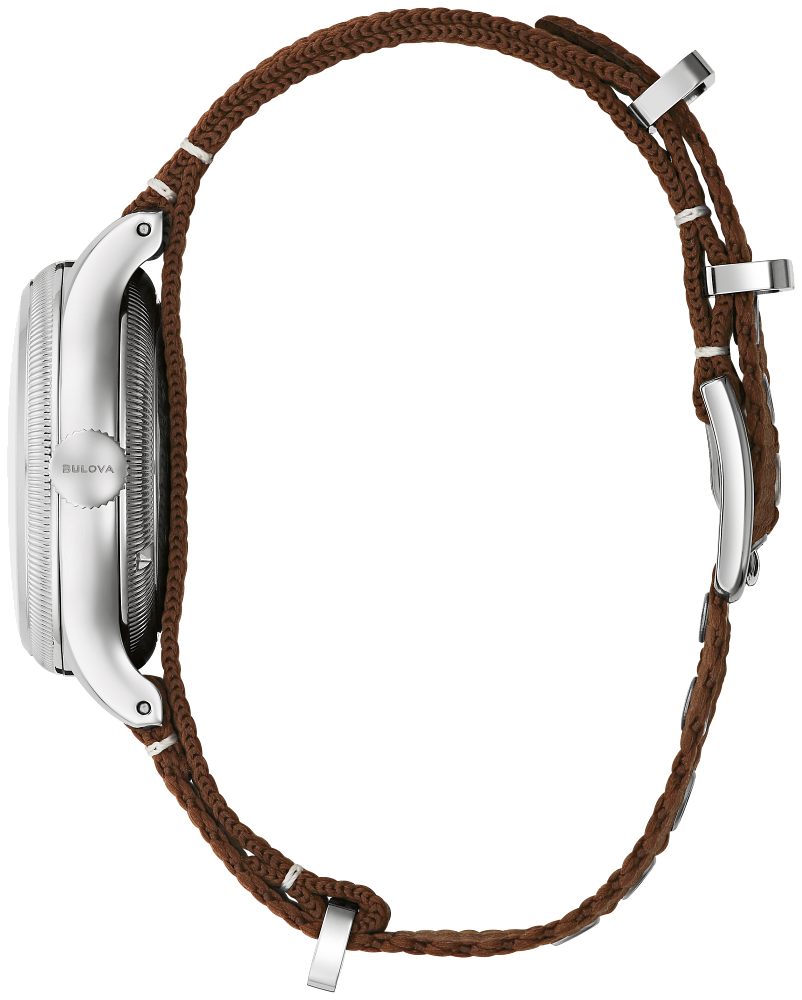 96A282 Bulova A-11 Hack Blue Dial Brown Automatic Men's Watch