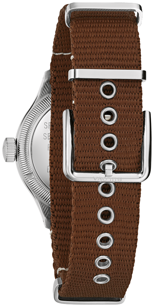 96A282 Bulova A-11 Hack Blue Dial Brown Automatic Men's Watch