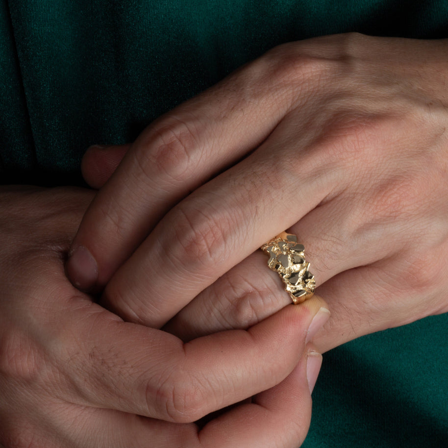 Gold Men's Solid Nugget Ring