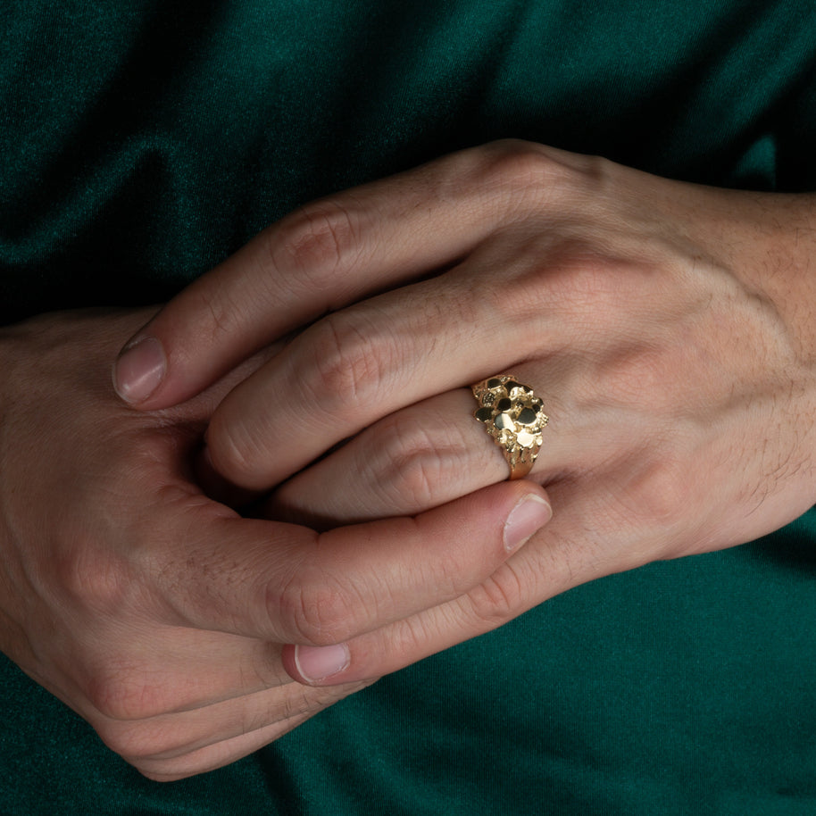 Yellow Gold Men's Stoic Strength Solid Nugget Ring