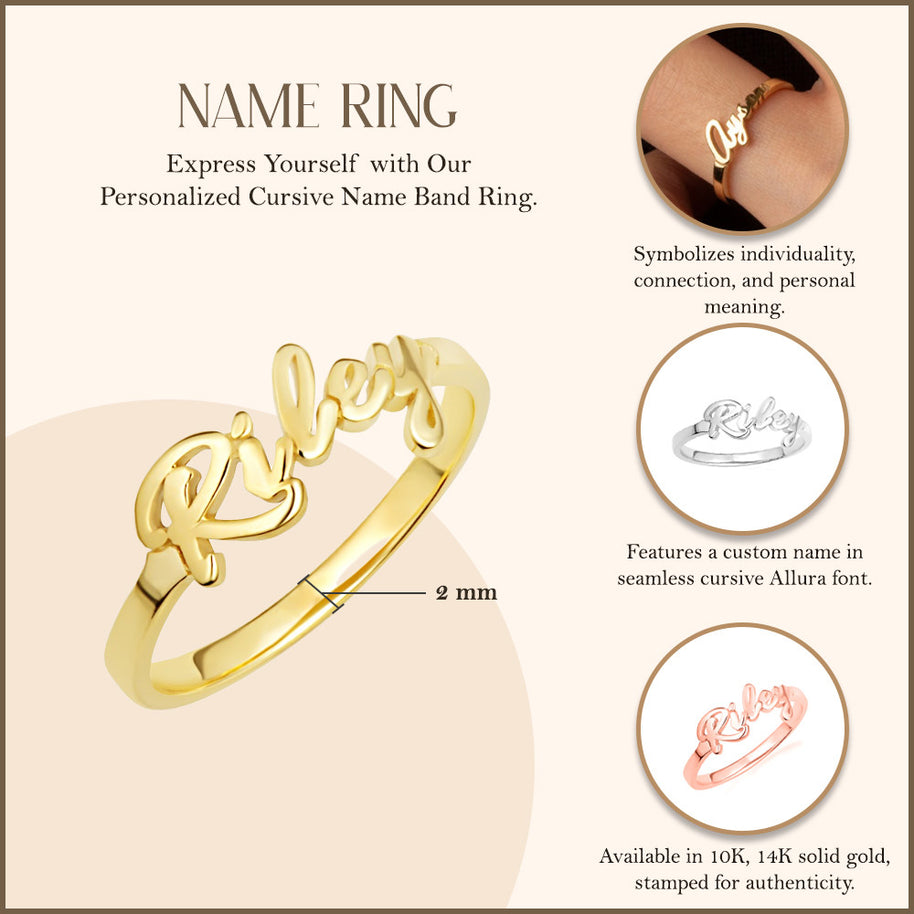 Gold Name Ring (Available in YellowGold , White Gold, Rose Gold)