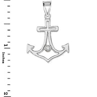 Diamond Outline Anchor Pendant Necklace in Gold (Yellow/Rose/White)