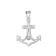 Diamond Outline Anchor Pendant Necklace in Gold (Yellow/Rose/White)