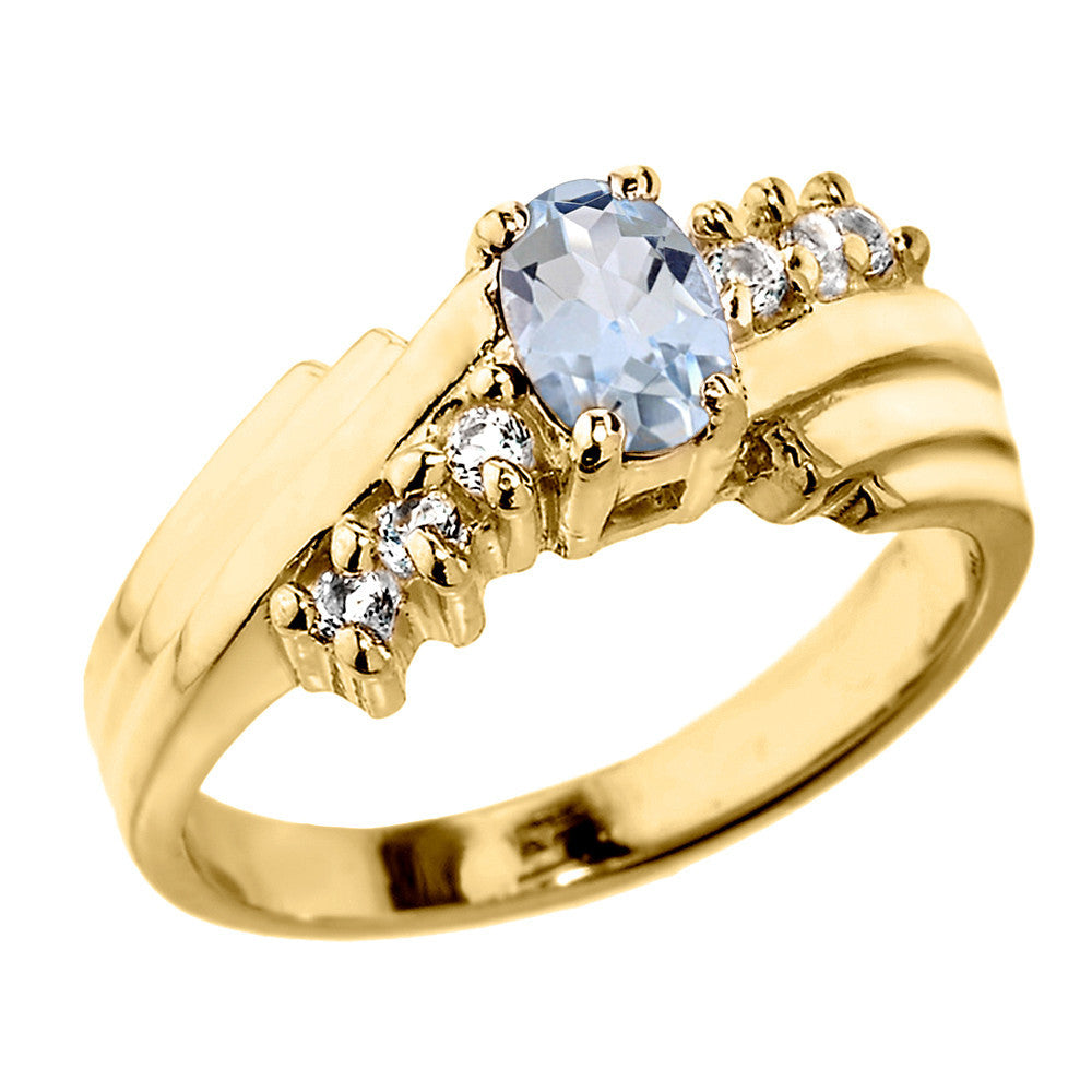 Dazzling Gold Diamond and Lab Created birthstone Proposal Ring(Available In Yellow/Rose/White Gold)