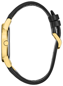 AU2002-01E Citizen Eco-Drive Quartz Leather Strap Watch Black Dial Gold-Tone Stainless Steel Men's Watch