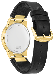 AU2002-01E Citizen Eco-Drive Quartz Leather Strap Watch Black Dial Gold-Tone Stainless Steel Men's Watch